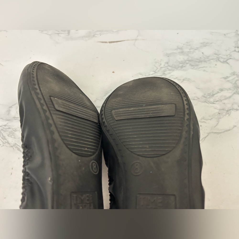 Time and Tru Black Faux Leather Ballet Flats Sz 8 Memory Foam Scrunch​ - Picture 6 of 6